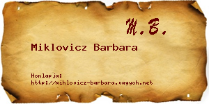 Miklovicz Barbara névjegykártya